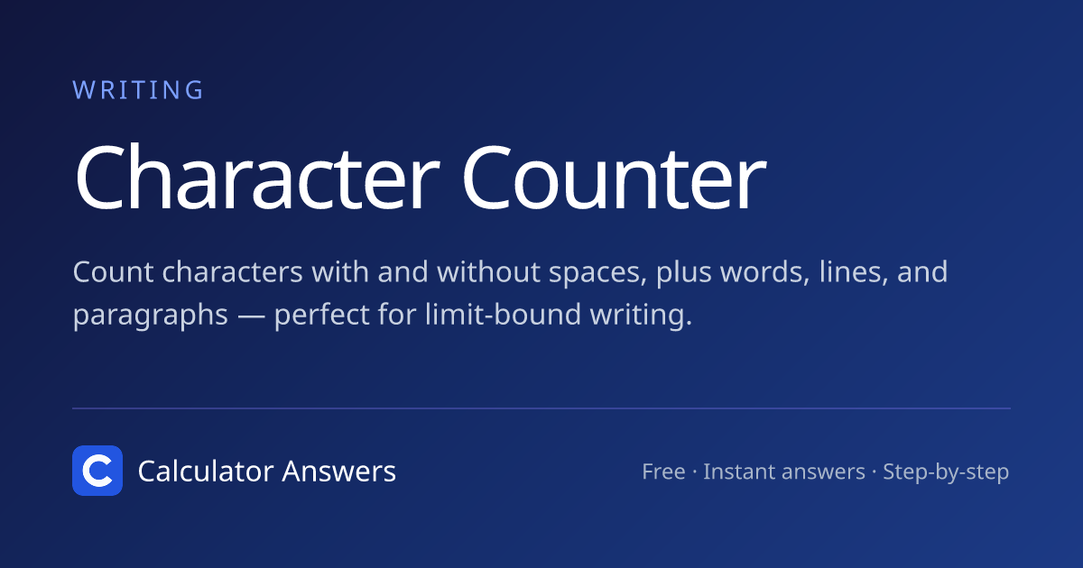 Character Counter · Calculator Answers